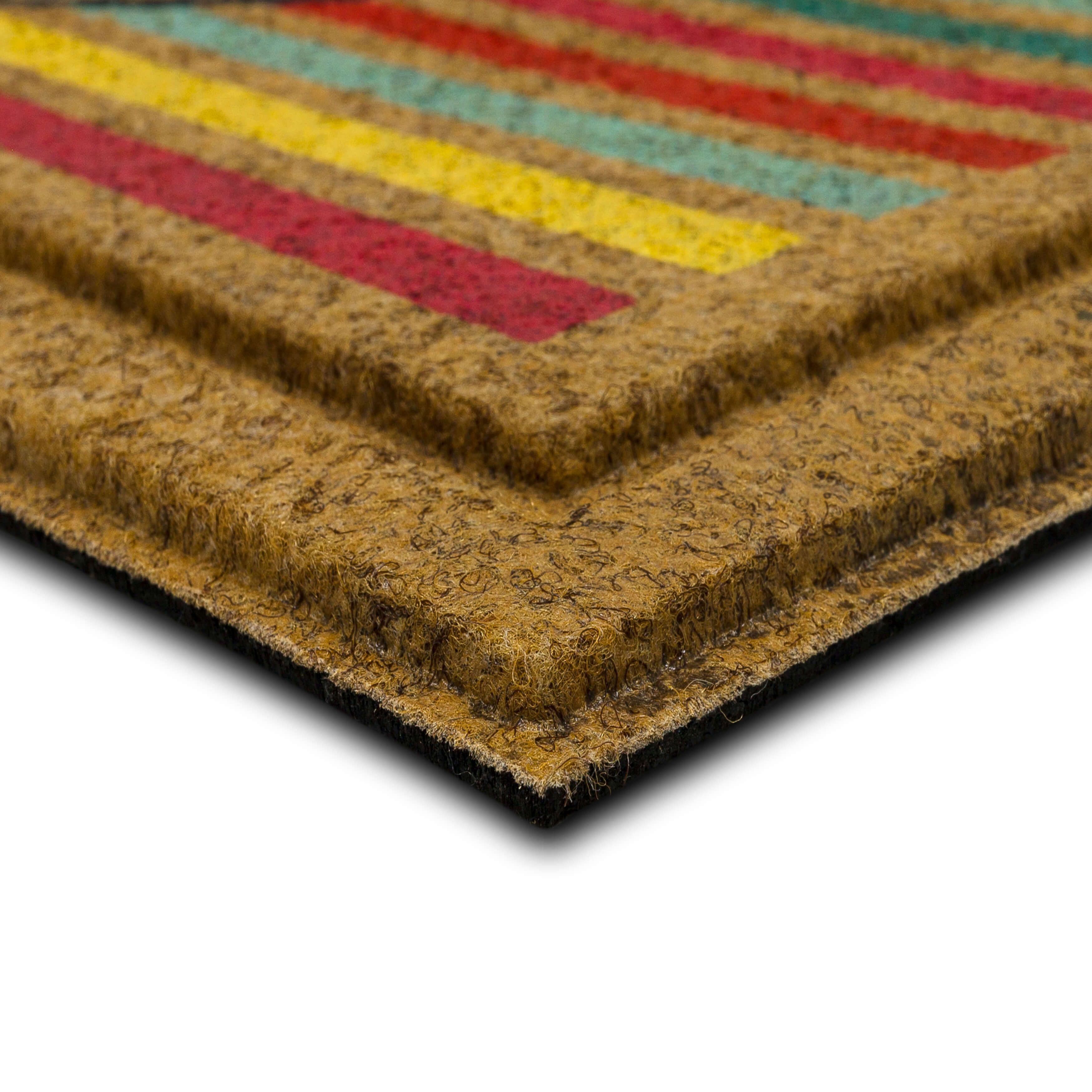 Mohawk Home Heathers Stripe Hello Outdoor Polyester Door Mat, Multi, 1' 6" X 2' 6"