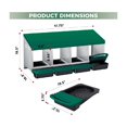 thumbnail image 2 of EastVita 4 Holes Galvanized Steel Chicken Nesting Box-Automatic Roll Out Egg Collection Removable Tray-Weatherproof Wall Mount Laying Box with Perch for Hens-Easy Clean Assemble for Coop-Green, 2 of 7