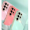 thumbnail image 3 of Compatible with Galaxy S22 Ultra Case Cover Cute Full Camera Lens Protection & Electroplate Shockproof Bumper Case Soft TPU Protective Phone Cases for Samsung Galaxy S22 Ultra 5G 6.8"-Pink, 3 of 5