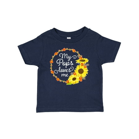 

Inktastic My Pops Loves Me with Sunflower Wreath Gift Baby Boy or Baby Girl T-Shirt