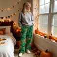 thumbnail image 4 of Hearthz Flannel Pants for Women Boo Ghost Pumpkin Graphic Women Pajamas Fleece Pajama Pants Drawstring Elastic Waist Wide Leg Pajamas Pants for Women, 4 of 6