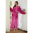 thumbnail image 3 of HEARTNICE Womens Fleece Hooded Robe, Soft Full Length Thick Plush Bathrobe House Coat,(Rose,L-XL), 3 of 5