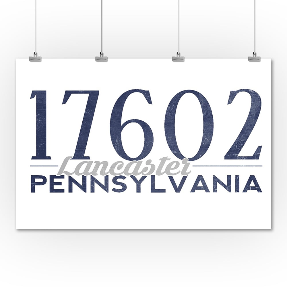 Lancaster, Pennsylvania 17602 Zip Code (Blue) Lantern Press Artwork