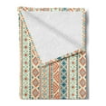 thumbnail image 2 of African Soft Flannel Fleece Throw Blanket, Vertical Geometrical Borders with Ornaments Folkloric Pattern, Cozy Plush for Indoor and Outdoor Use, 50" x 60", Orange Blue Pale Yellow, by Ambesonne, 2 of 5