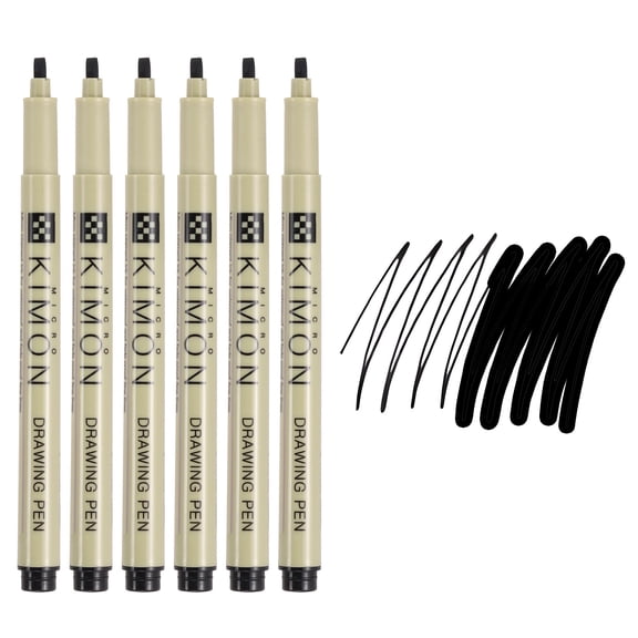 Fineliner Pens, 3mm Bold Tips Drawing Pen for Sketching, Pack of 6