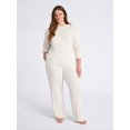 thumbnail image 2 of Joyspun Women's Cozy Ribbed Crewneck Top and Wide-Leg Pants Set, 2-Piece, Sizes XS-3X, 2 of 4