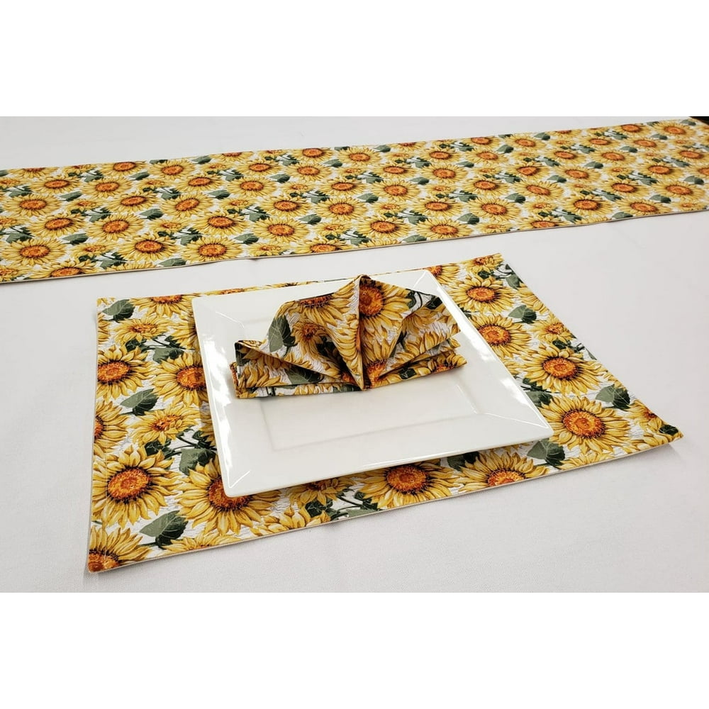 Harvest Sunflowers Placemat Table Runner Cloth Napkins Set by Penny's
