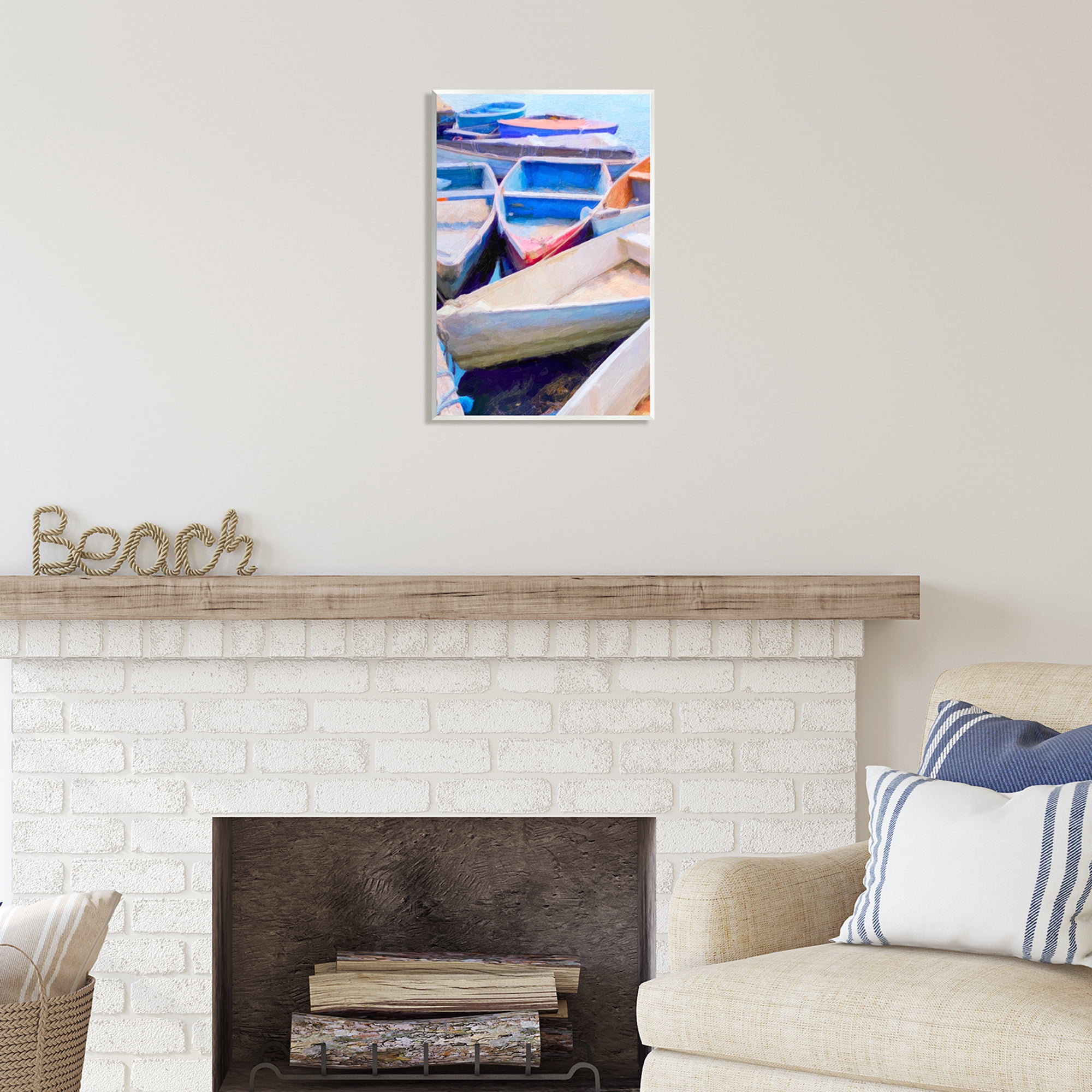 Stupell Industries Rowboats at Dock Painting Transportation Painting Unframed Art Print Wall Art, 13 x 19
