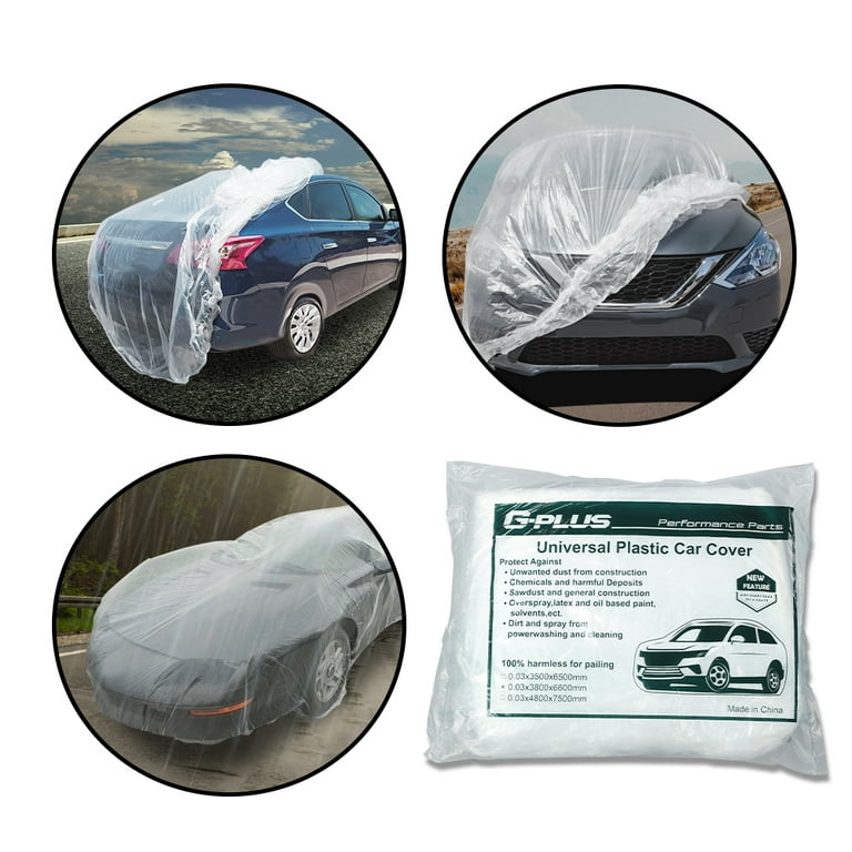 VEVOR Clear Plastic Car Cover 10pcs Disposable Car Covers, 22' x 12'  Universal Plastic Car Cover, Waterproof Dust-Proof Full Cover, Outdoor  Indoor Car