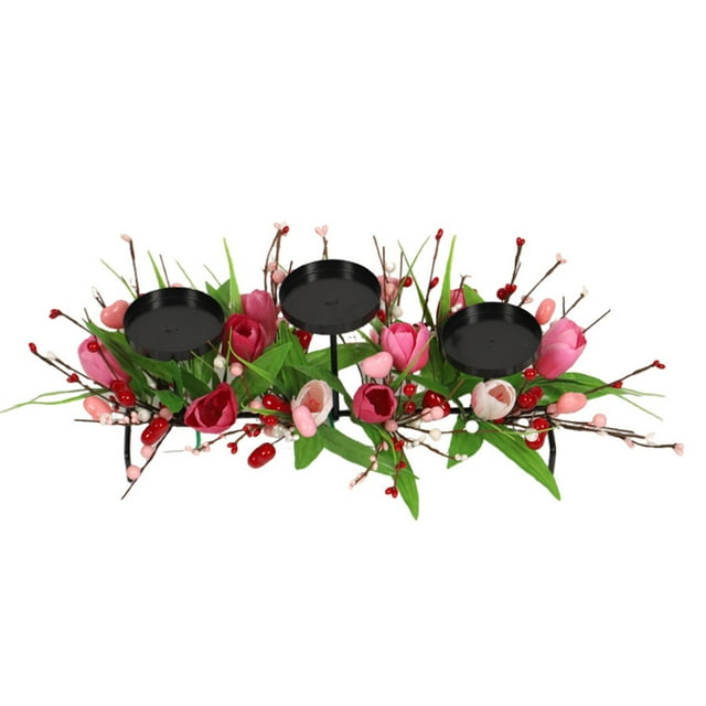 Valentines Day Candlestick Artificial Tulips Candlestick Home Decoration Festive Ornament For Table Decor