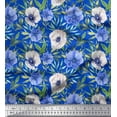 thumbnail image 1 of Soimoi Rayon Fabric Leaves & Anemone Floral Fabric Prints By Yard 42 Inch Wide, 1 of 5