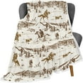 thumbnail image 4 of Western Cowboy Throw Blankets, Vintage Wild West Flannel Warm Soft Cozy Fluffy Bed Couch Blanket, Country American Theme White Fleece Throws to Decorate The Room and Bedroom 50 x 60, 4 of 6