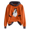 thumbnail image 2 of GuzomFashion Womens Gray Hall-oween Hoodie - Ghost & Black Cat Graphic, 100% Polyester, Relaxed Fit, Inclusive Sizes S-XXXXXL,Size 2XL, 2 of 5