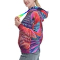 thumbnail image 2 of Honeii Digital Flamingo Vibrant Art Pattern Womens Oversized Hoodies Long Sleeve Sweatshirts Pullover Fall Outfits with Pocket-, 2 of 7