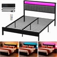 thumbnail image 1 of Base Cama Matrimonial Led Usb C Repisas Cabecera Acero 300kg, 1 of 9