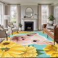 thumbnail image 2 of Funny Cute Pig Area Rugs 5x7 ft Farm Animal Yellow Sunflowers Teal Pastoral Washable Rug Non Slip Indoor Carpet Absorbent Floor Mat for Living Room Bedroom Dining Room, 2 of 9
