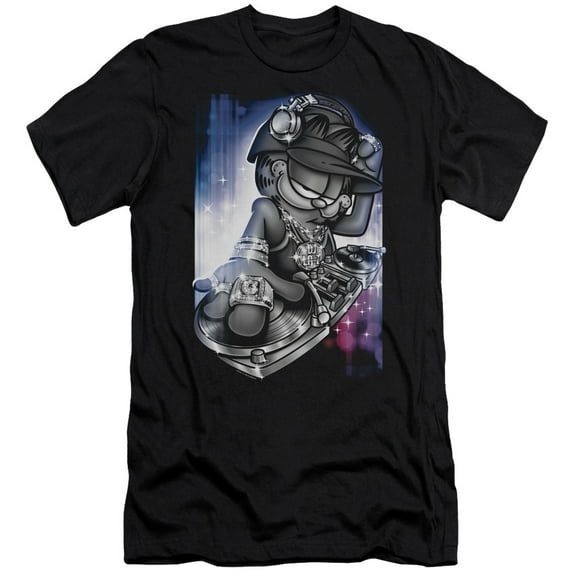 Garfield Dj Lazy S/S Adult 30/1 T-Shirt Black