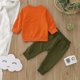 thumbnail image 2 of Gibobby Conjunto de pantalón para bebé Conjunto de ropa de 2 piezas para niños pequeños, camisetas de manga larga de invierno, pantalones(Naranja,2-3 Años), 2 of 4
