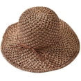 thumbnail image 1 of Sombrero de paja plegable para mujer, protección ultravioleta, sombrero de paja para mujer, capa panamá de borde ancho, capa de playa a la moda, decoración con lazo, 1 of 5