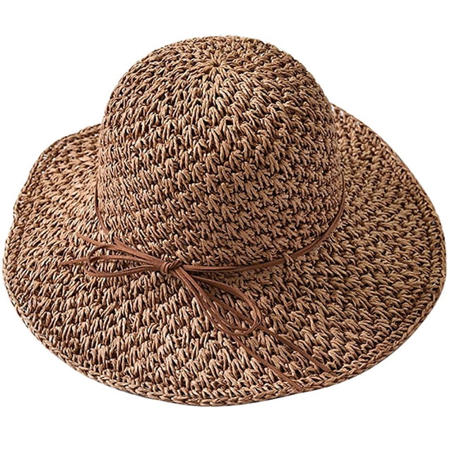 Sombrero de paja plegable para mujer, protección ultravioleta, sombrero de paja para mujer, capa panamá de borde ancho, capa de playa a la moda, decoración con lazo