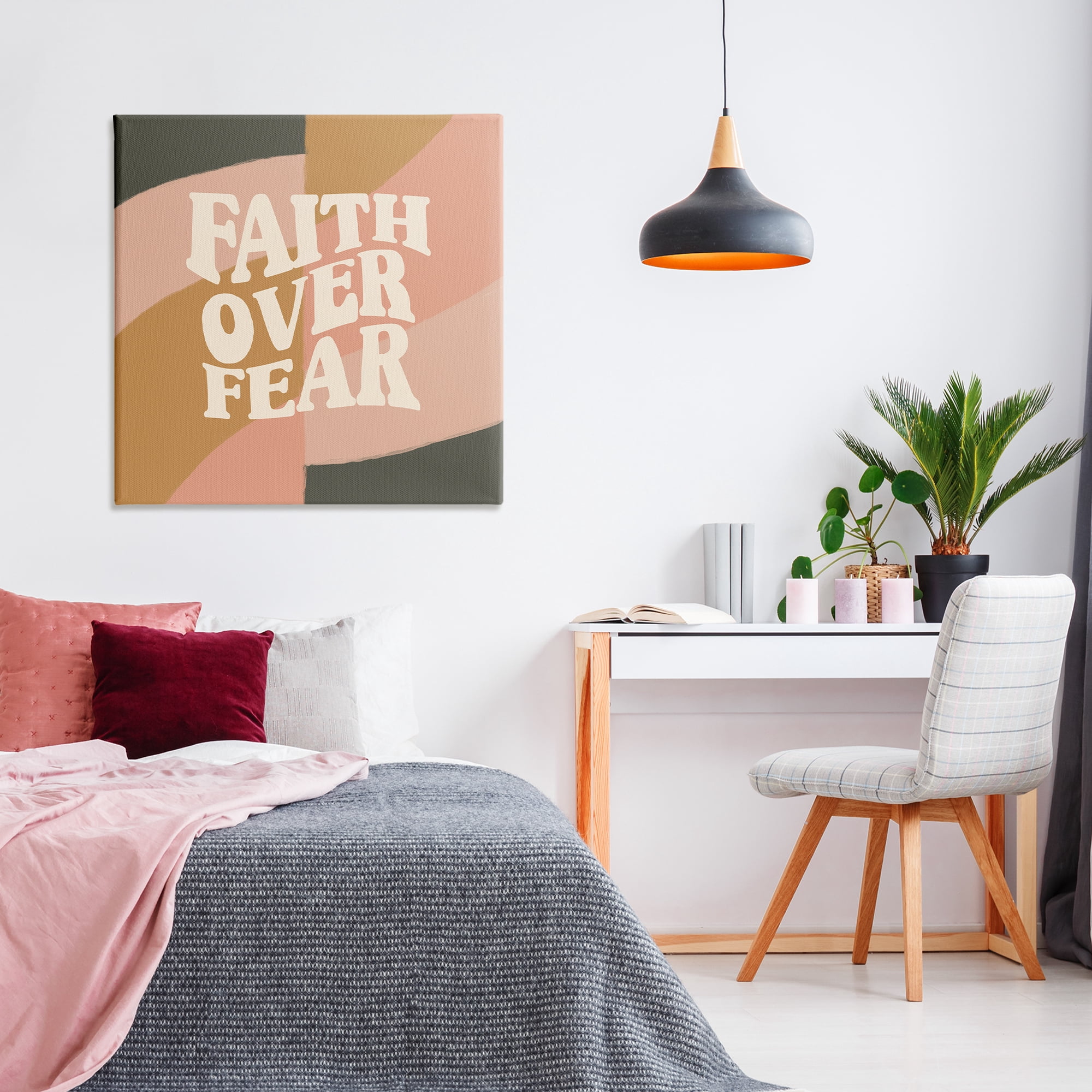 Stupell Industries Faith Over Fear Religious & Spiritual Painting Wrapped Canvas Art Print Wall Art, 36 x 36