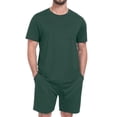 thumbnail image 5 of GIRUNS Men's Pajama Set Lightweight Sleepwear Short Sleeve and Shorts with Pockets Green 2XL, 5 of 6