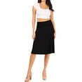thumbnail image 4 of Women's Casual Stretch Basic Foldable High Waist Relaxed Fit A-Line Solid Midi Skirts, 4 of 5