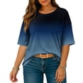 thumbnail image 6 of Qulqfy Fall Womens Graphic Tees Tie Dye Plus Size 3/4 Length Sleeve Scoop Neck Boho Casual Dressy Spring Comfy Knit Women Summer Tops 2XL, 6 of 8