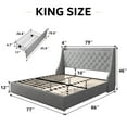 thumbnail image 3 of Virans King Bed Frame with 4 Storage Drawers, Upholstered Platform Bed Frame with Type-C & USB Ports, Wingback Storage Headboard,Light Gray, 3 of 8