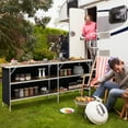 thumbnail image 2 of Gymax Portable Bar Table Folding Camping Table w/ Aluminum Alloy Frame 2-Tier Shelves, 2 of 10