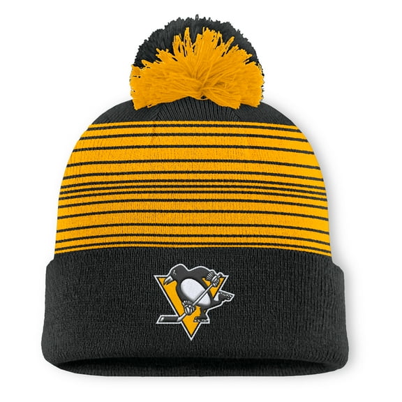 Men's Fanatics  Black Pittsburgh Penguins Fundamental Spirit Cuffed Pom Knit Hat
