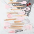 thumbnail image 2 of Juego de 12 utensilios de cocina de silicona, resistentes al calor, que no se doblan, no se derriten, fáciles de limpiar, aptos para lavavajillas, color rosa para utensilios de cocina antiadherentes, 2 of 8