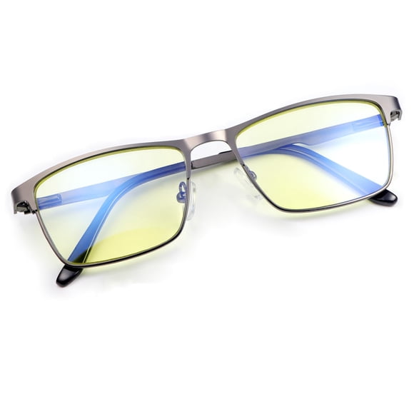 Gafas para Hombre YIMI Antiluz Azul para Computadora y Gaming, Montura Metálica con Protección Anti-fatiga Visual, Lentes Transparentes (Protección para Gaming)