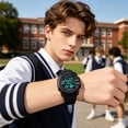 thumbnail image 4 of Digital Outdoor Sports Watch with Shockproof Waterproof Design, Luminous Display, Alarm, Stopwatch, and Adjustable Silicone Strap for Unisex Casual Use, 4 of 9