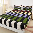 thumbnail image 3 of Castle Fairy Teens Geometric Rectangle 3pcs Twin Sheet Sets,Colorful Plaid Twin Fitted Sheet,Mid Century Breathable Flat Sheet,Lightweight Room Decor, 3 of 7