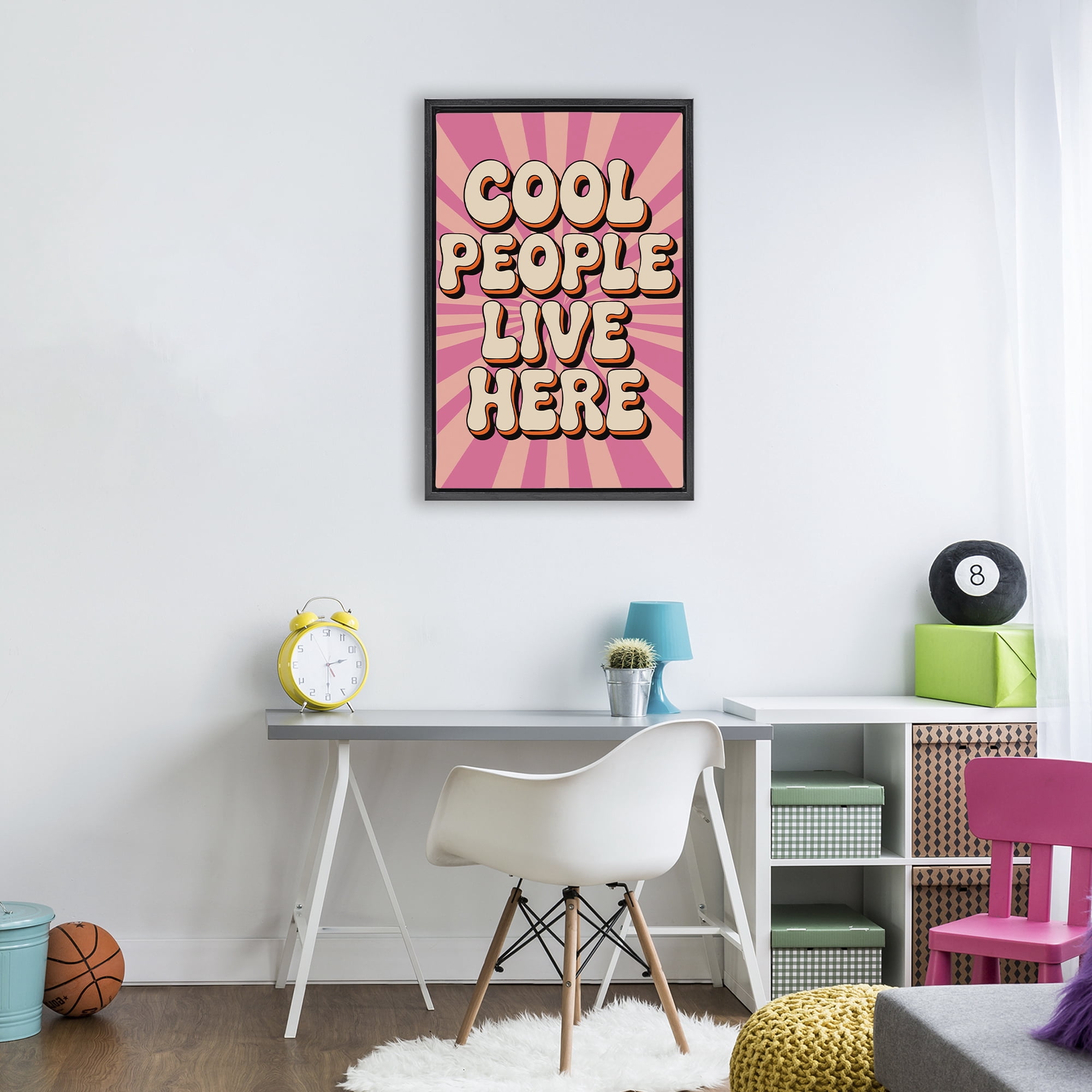 Stupell Industries Groovy Cool People Live Here Black Framed Floater Canvas Wall Art, design by Andreas Magnusson