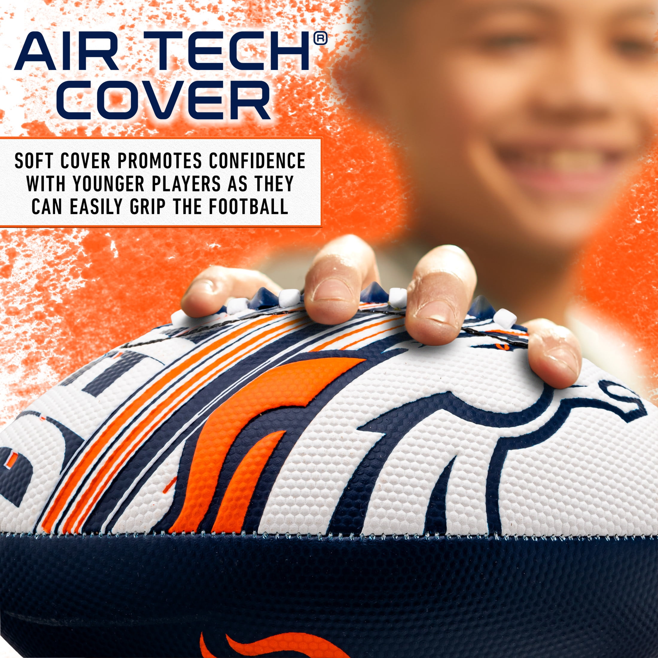 NFL Denver Broncos Football - Youth Mini Football - 8.5" Football- SPACELACE Easy Grip Texture- Perfect for Kids !
