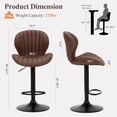 thumbnail image 4 of AFO Swivel Bar Stools Set of 6, Adjustable Height Barstools with Shell Back, Modern PU Leather Kitchen Island Chairs for Dining Room, Home Bar, Pub, Brown, 4 of 11