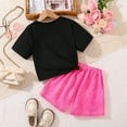thumbnail image 4 of Girls Spring Outfits Children's Bow Print Short Sleeved T Shirt Culotte 2 Piece Set Kids Clothes Girls Black, 4 of 4