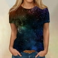 thumbnail image 4 of Texiao Women's 3D Galaxy Print T Shirts Glitter Shirts Blouse Fashionable Starry Summer Shirts Round Neck Short Sleeve Tops for Carnival Costumes, 4 of 6
