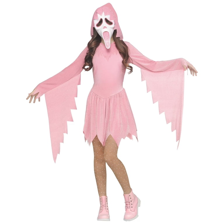 Pink Glitter Ghost Face Costume Girls Pink Glitter Halloween Costume ...