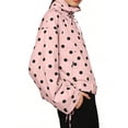 thumbnail image 5 of Sewkxo Colorful world Womens Polka Dot Jacket Drawstring Hem Button Front Cropped Lightweight Jacket Relaxed fit Coat with Pockets,Pink L, 5 of 6