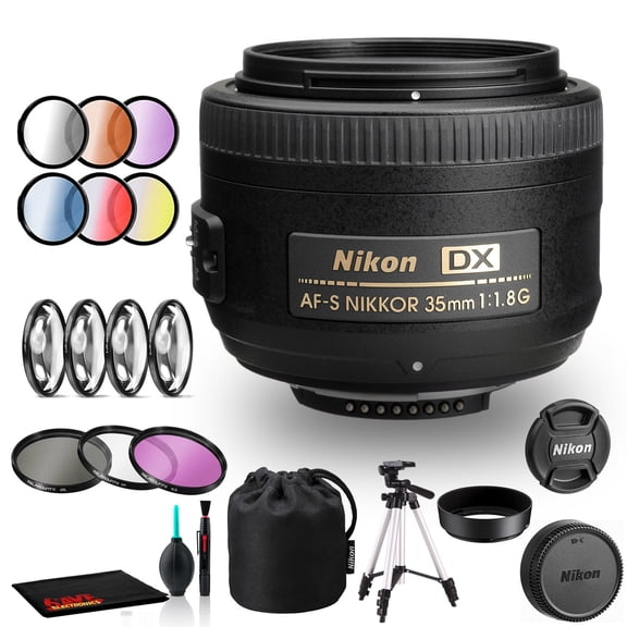 Nikon AF-S DX NIKKOR 35mm F/1.8G Lens Includes Filter Kits and Tripod (Intl Model)