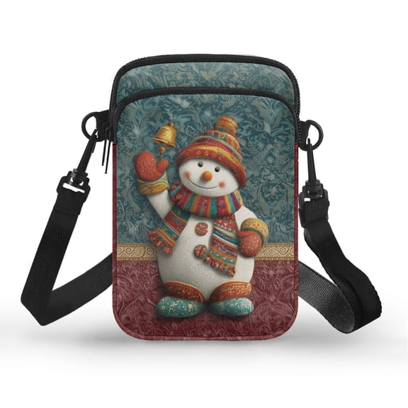 HELLHERO Shoulder Bag Christmas Snowman Pattern 4.33"x1.97"x7.09" Women Adjustable Shoulder Strap Women for Daily Commute or Casual Outings with Zipper Closed