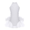 thumbnail image 5 of Traje de actuación de baile latino de Ballet para niñas, leotardo de malla transparente con diamantes de imitación, mono con falda de tul para patinaje artístico con plumas, 5 of 5