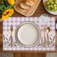 thumbnail image 4 of Purple Lavenders Placemats Set of 6, Spring Floral Plaid Farmhouse Rustic Placemats for Dining Table, Place Mats for Kitchen Tabletop, Waterproof Wipeable Dining Table Mats Set, 4 of 9