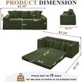 thumbnail image 2 of 82'' Boneless Loveseat Sleeper Sofa, Convertible Sofa Bed with Side Pocket Cup Holders, Corduroy Pull Out Floor Couch with 5 Pillows, Folding Mattress Couch for Small Spaces No Assembly (Green), 2 of 9