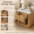 thumbnail image 3 of UHOMEPRO Modern Nightstand with Faux Marble-Look Top, Natural Bedside Table with with Storage Drawer and Open Shelf, Wooden Bedside Storage Cabinet Unit for Bedroom, Guest Room, Dorm, 3 of 7