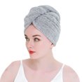 thumbnail image 4 of Paquete de 3 toallas para el cabello, tela de bambú, toallas de ducha suaves para mujer, gorro de secado envolvente con turbante de pelo rizado, 4 of 5