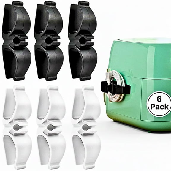 GadgetNestUSA Appliance Cord Organizer 6 Pack (Black & White) – Self Adhesive Cord Winder, Stick-On Cable Holder for Coffee Maker, Blender, Air Fryer, Rice Cooker – Easy Install Wire Wrap